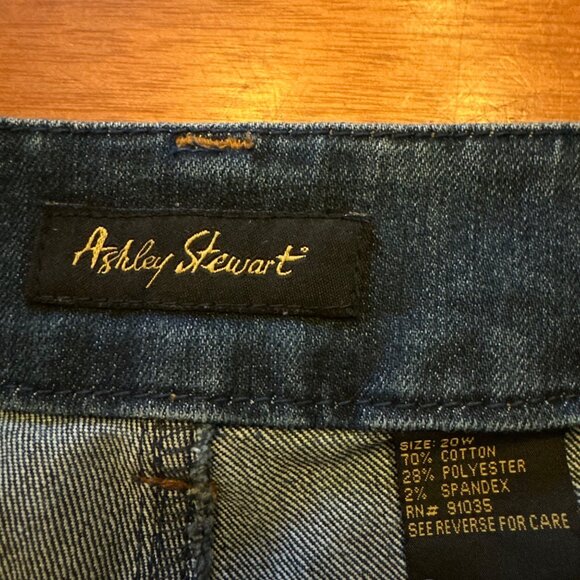 Ashley Stewart Womens Plus Size 20W Embroidered Blue Denim Bootcut Jeans 70% Cot - Picture 6 of 8